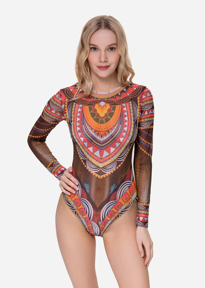 Closed Back One-piece Swimsuit with Sleeves RoDaSoleil