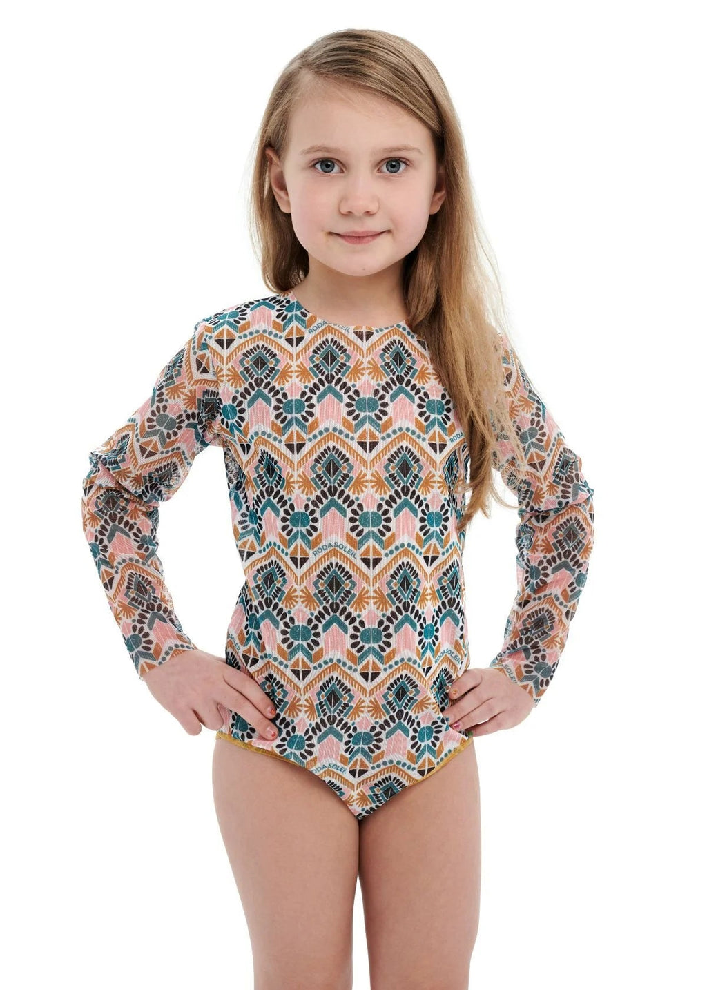 KID's Closed Back One-piece Swimsuit with Sleeves RoDaSoleil