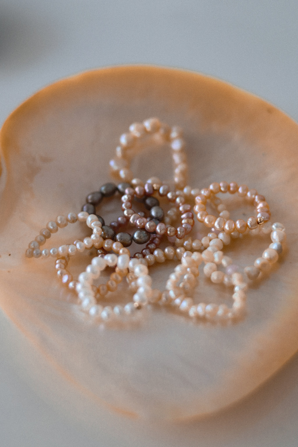 "Natural Pearl Stacking Rings”