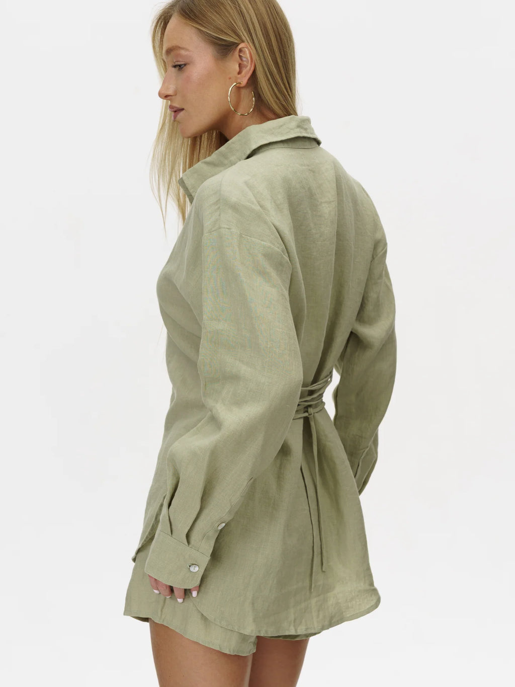 Tieback Linen Shirt Basic