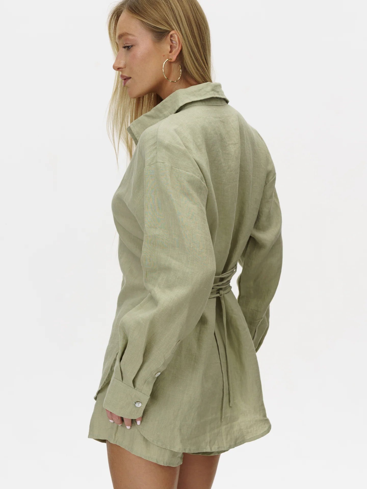 Tieback Linen Shirt Basic