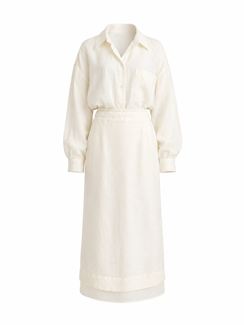 Linen Shirt & Skirt Set