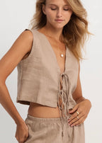 Linen Elastic Pants Basic