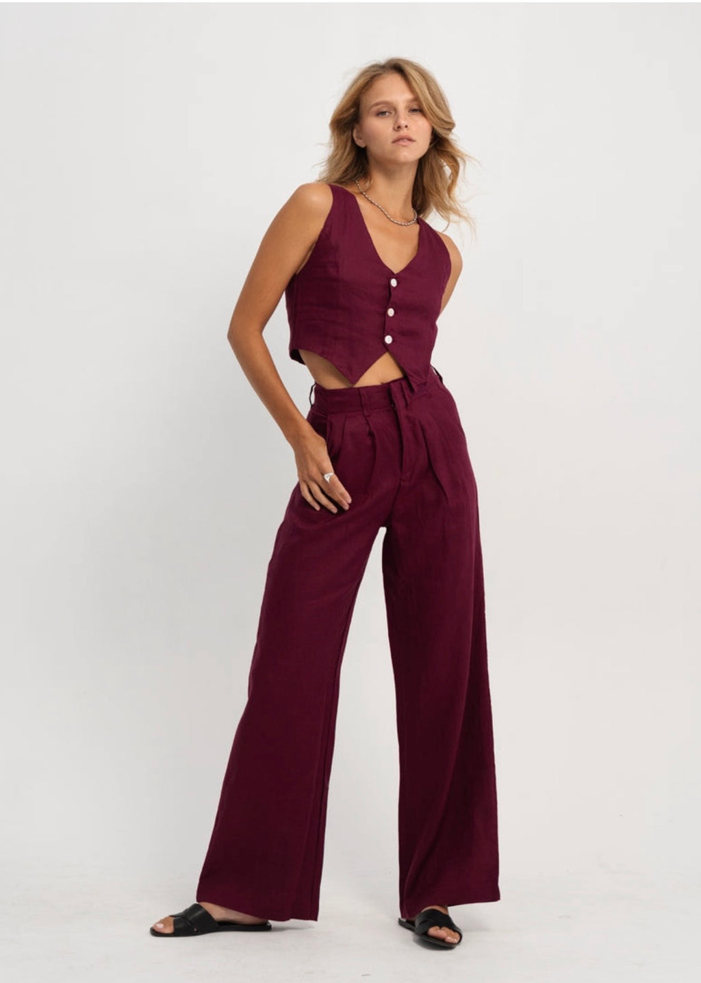 Linen Zipper Pants Basic