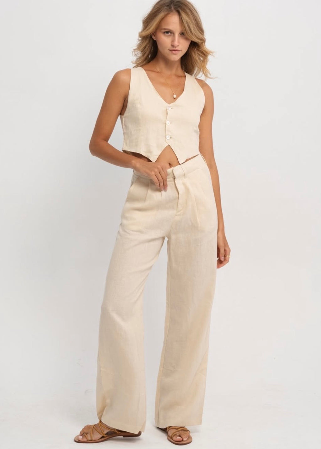 Linen Zipper Pants Basic