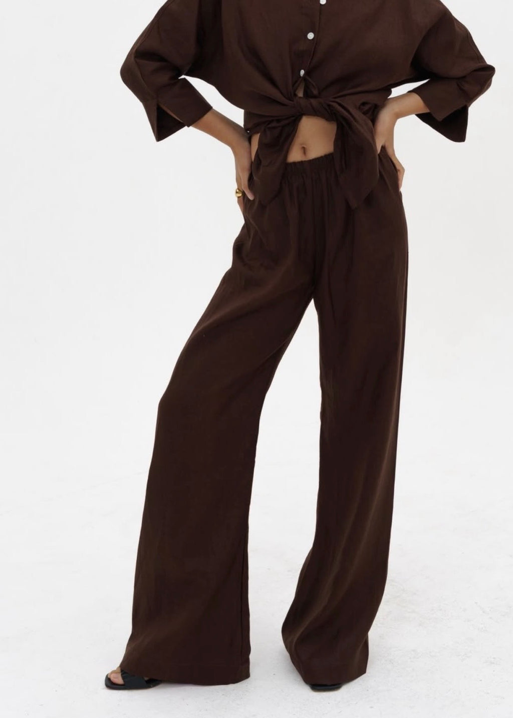 Linen Elastic Pants Basic