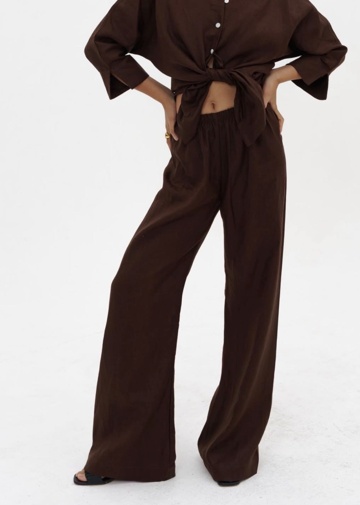 Linen Elastic Pants Basic