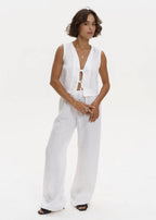 Linen Elastic Pants Basic