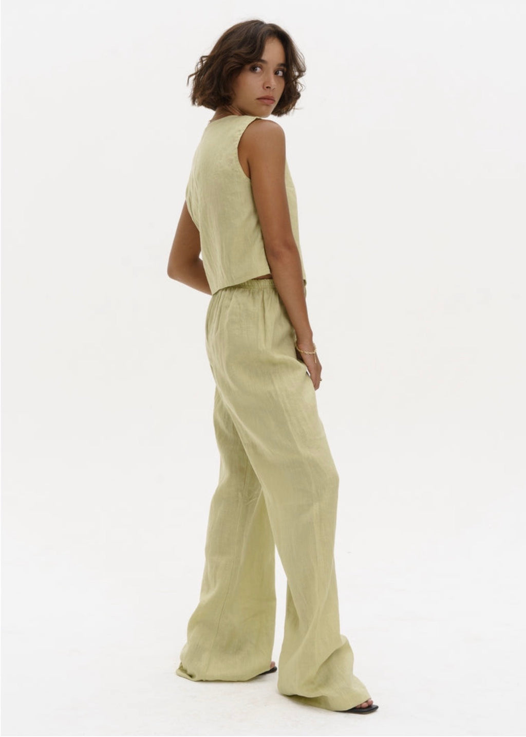 Linen Elastic Pants Basic