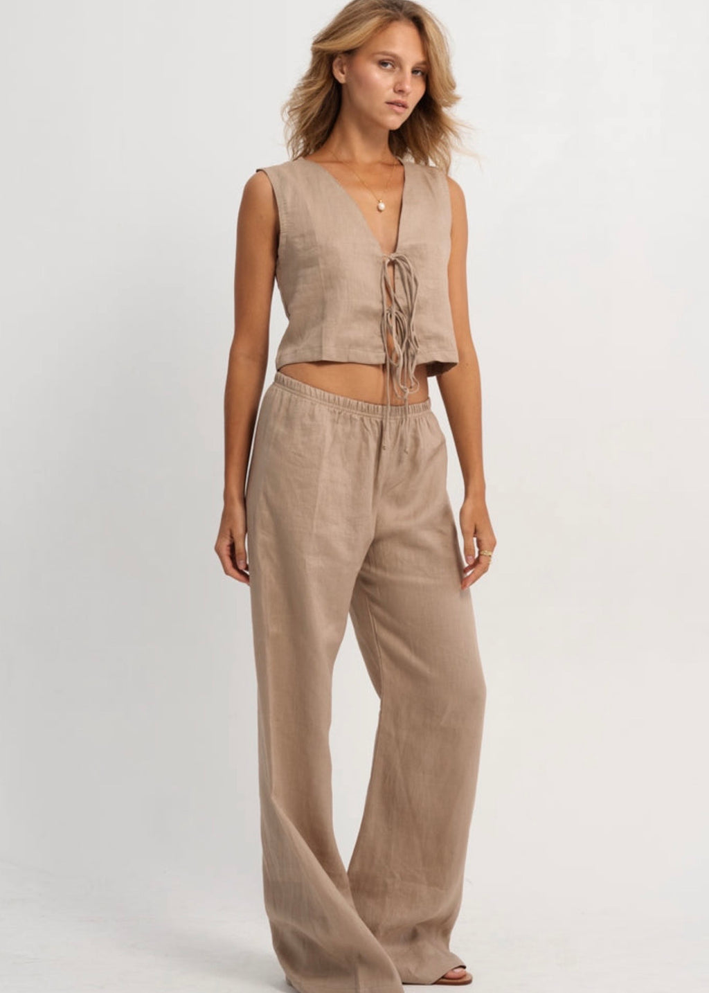 Linen Elastic Pants Basic