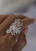 Coral Ring Silver Pearl Naked