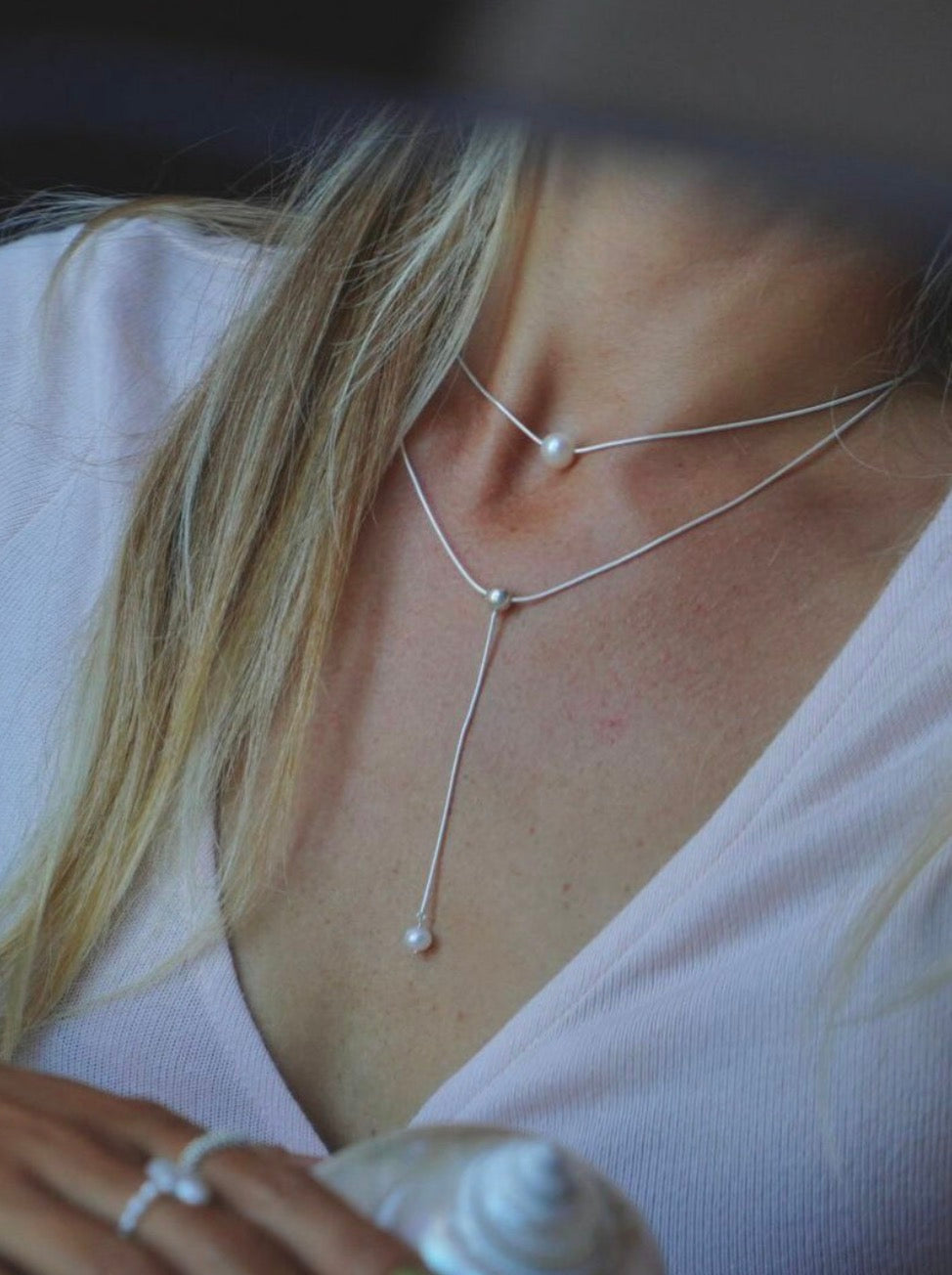 Necklace Double Chain Pearl Naked