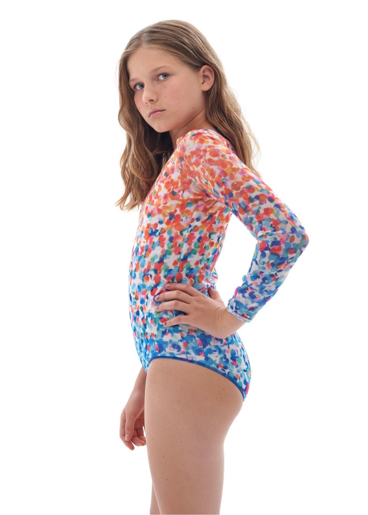 KID's Closed Back One-piece Swimsuit with Sleeves RoDaSoleil