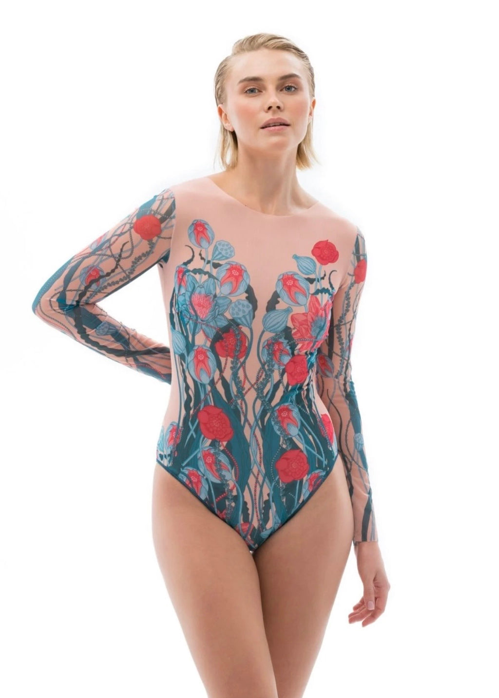 Closed Back One-piece Swimsuit with Sleeves RoDaSoleil