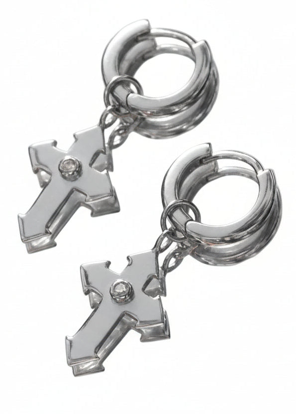 Cross Aiguise Earrings Zircon SS Mira