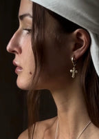 Cross Aiguise Earrings Zircon SS Mira