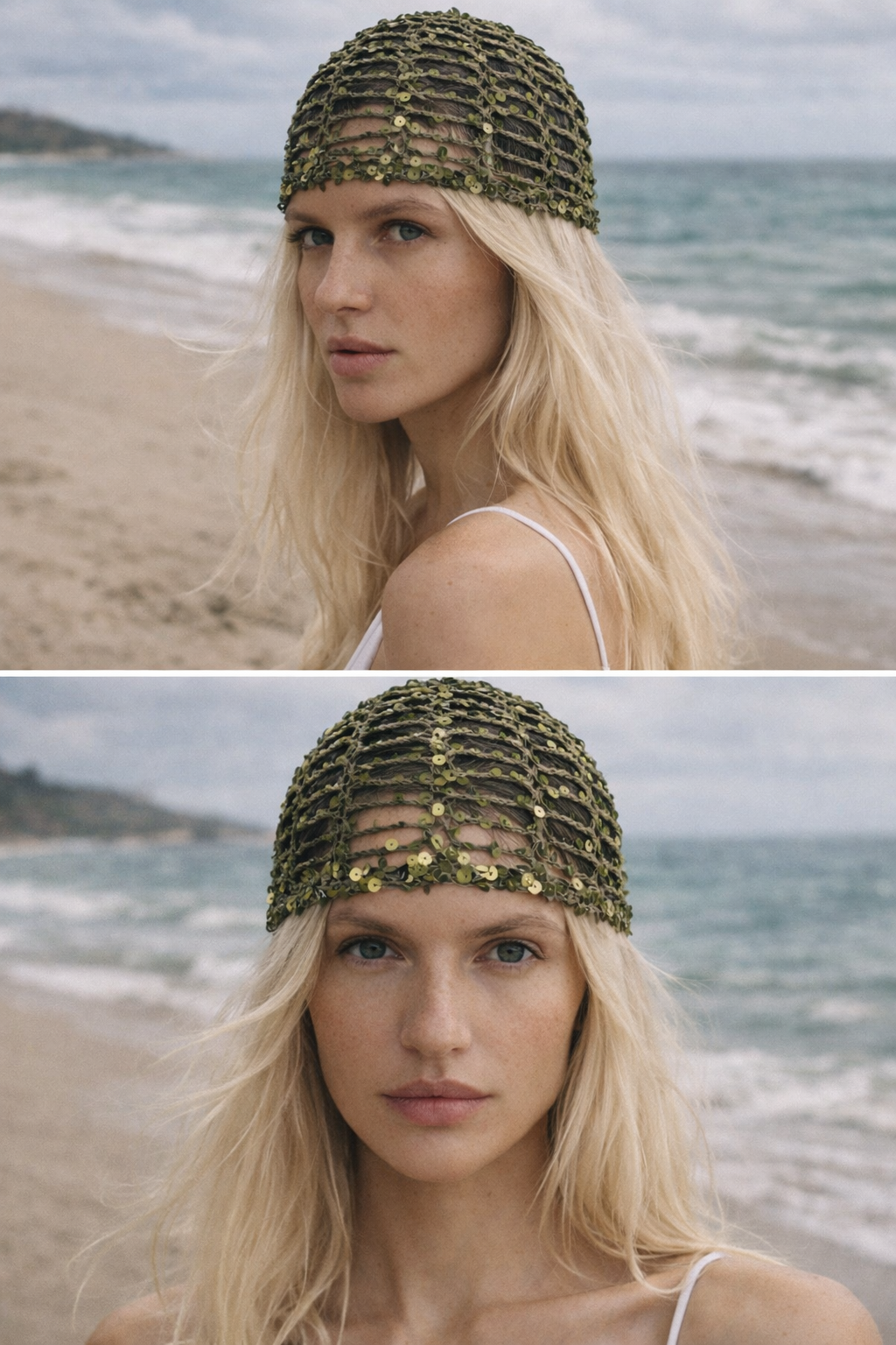 Head Knitted Accessories With Sequins Ocean Voice